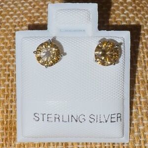 Solid Sterling Silver .90 Carat Champagne Moisannite Stud Earrings